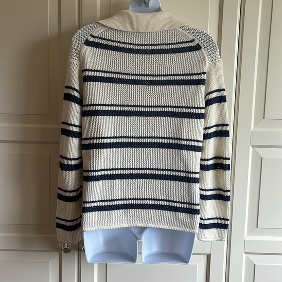 Vince Racked
Ribbed Stripe Cotton Knit Pullover Blue and White Size Small - Picture 8 of 12